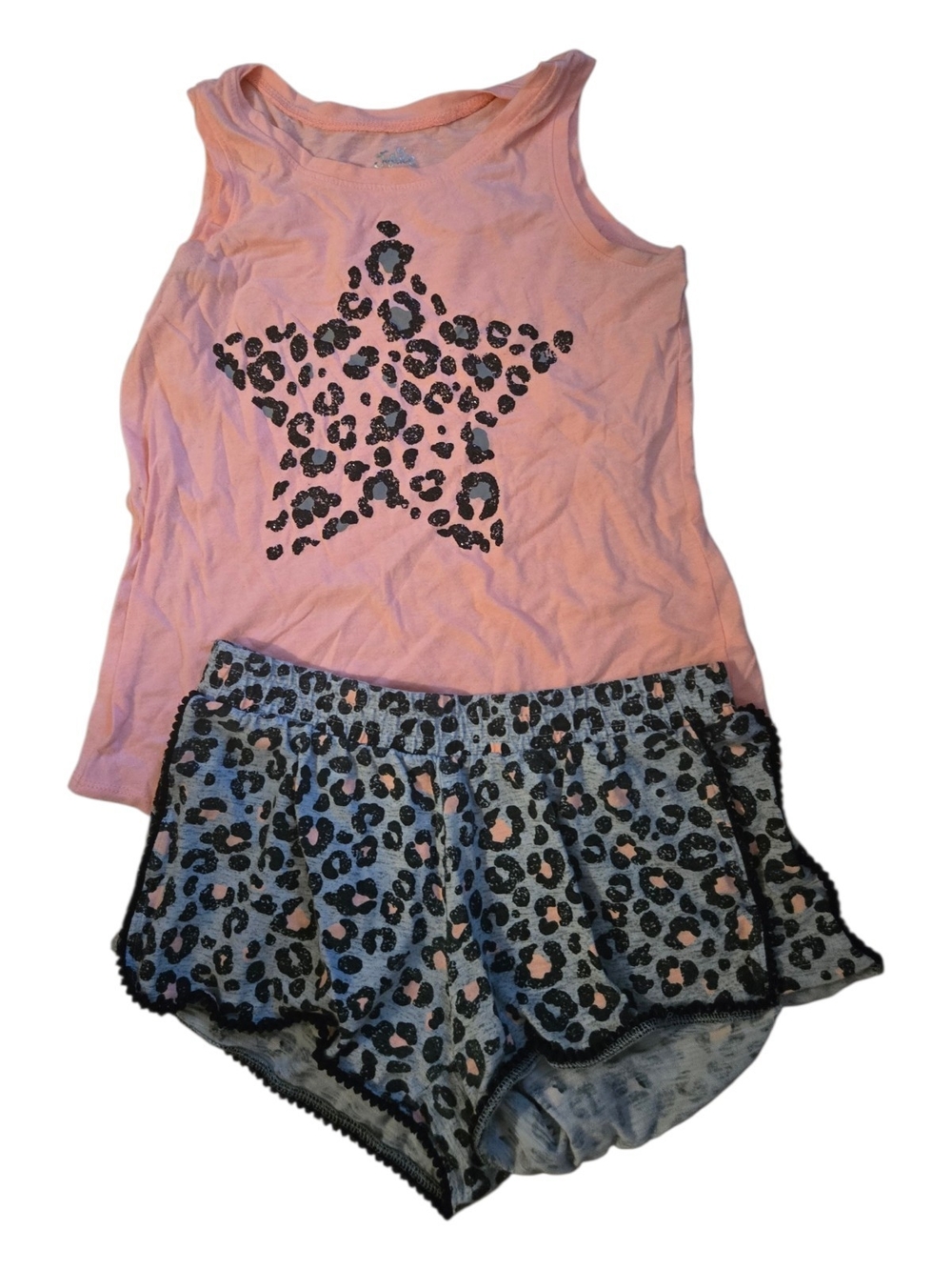 Justice Pink Tank & Leopard Star Pajama Set